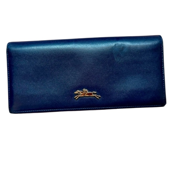 Longchamp Handbags - Longchamp Navy Leather Long Flap Wallet